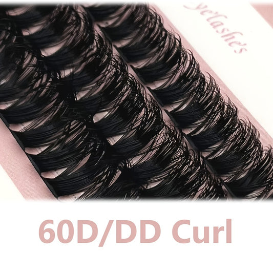 60Pcs Lash Clusters DIY Eyelashes DD Curl 12-16mm Mixed Volume 60D 80D 0.07 Mix