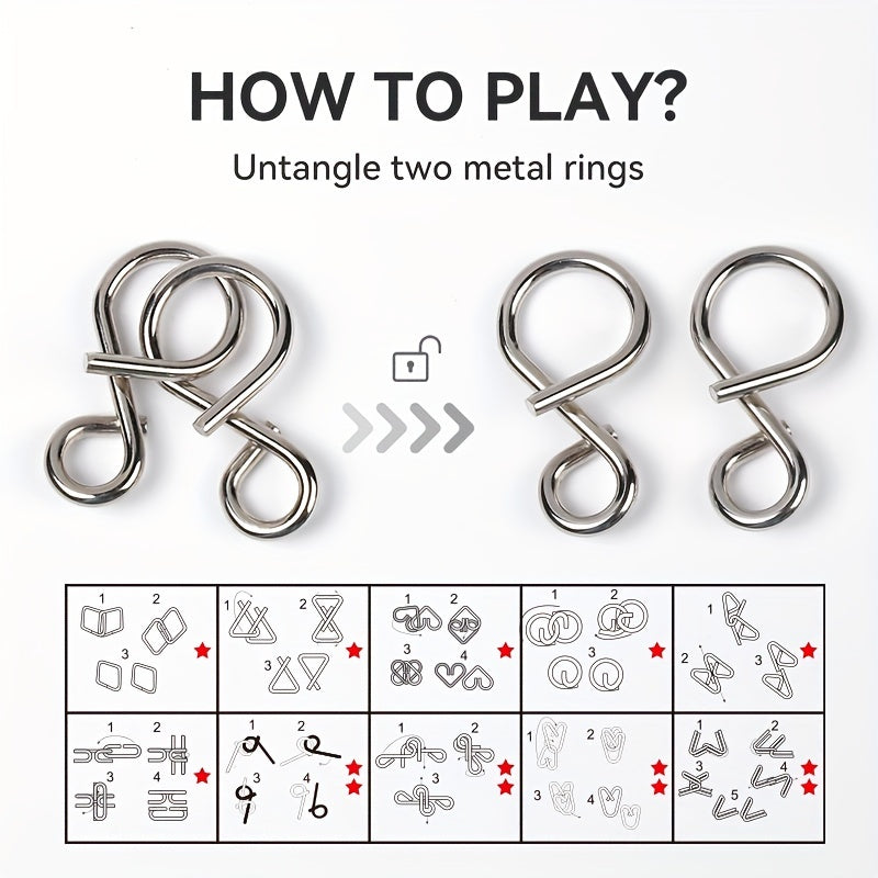 50pcs Unlocking Toys Set: Luban Lock, Kongming Lock, Nine-ring Puzzle