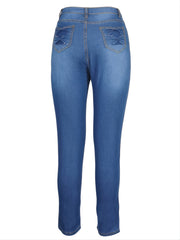 Women's Stretch Skinny Jeans Button Fly Denim Pants