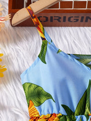 Toddler Girls Sunflower Surplice Neck Cami Dress Party Beach Vacation