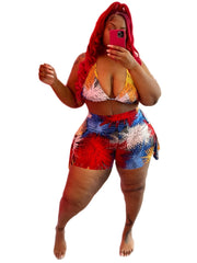 Tie Dye Print Cami Crop Tops & Shorts Set