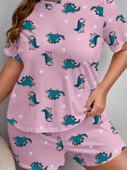 Dino & Dog Paw Print Tee & Shorts Lounge Set