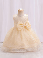 Baby Girls Sleeveless Dress With Bow Decoration