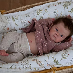 48cm Waterproof Vinyl Reborn Doll Rooted Hair Purple Polka Dot Onesie Bei