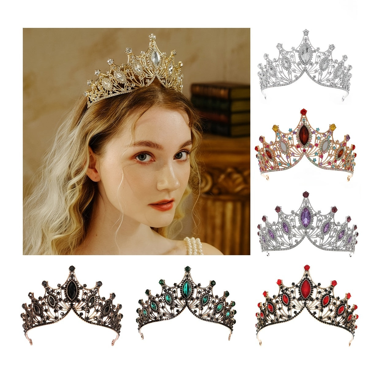 Baroque Style Crown Tiara Bridal Headwear