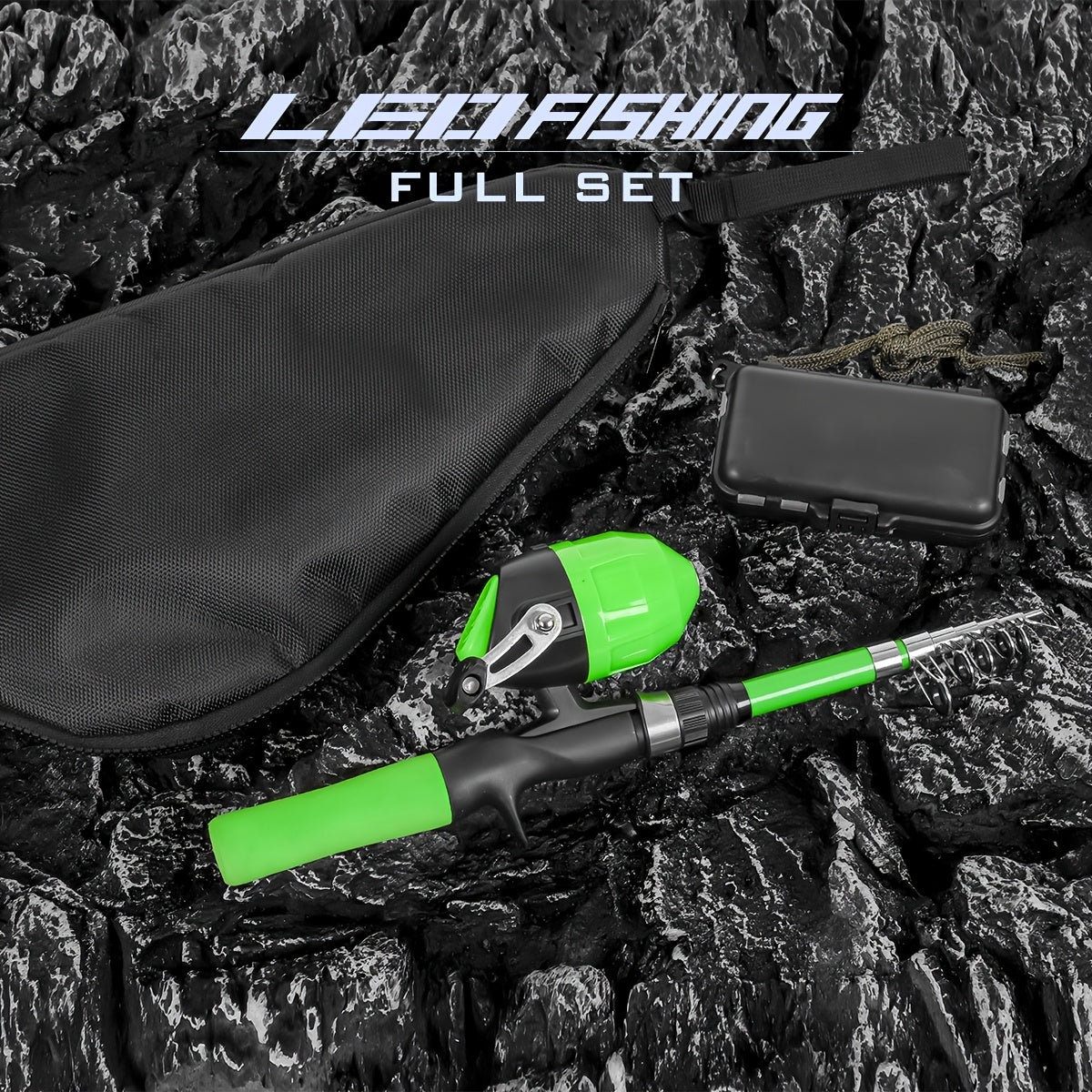 LEOFISHING Kids Fishing Starter Pole Set 4 92ft Telescopic Rod Portable Carrier