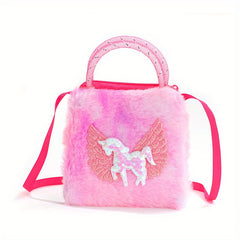 Colorful Unicorn Plush Crossbody Bag Handbag Cartoon Purse Tote Coin Purse