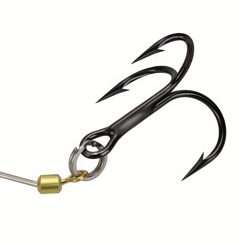 2set String Fishing Hook Barbed Triple Hooks Soft Lure Bait Fishhook Jig Rig