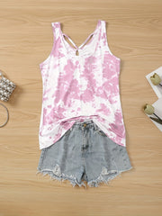 Tie Dye Cross Twist Tank Top Sleeveless Summer Casual Women's Clothing