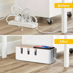 Wooden Cable Management Box Organizer