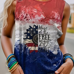 Flag & Letter Print Short Sleeve T shirt