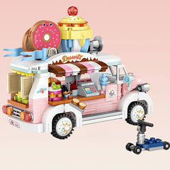 Amusement Park Fruit Car Dessert Car Pizza Car Coffee Car Mini Building Blocks