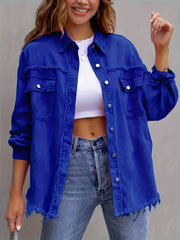Women's Plus Size Ripped Denim Jacket