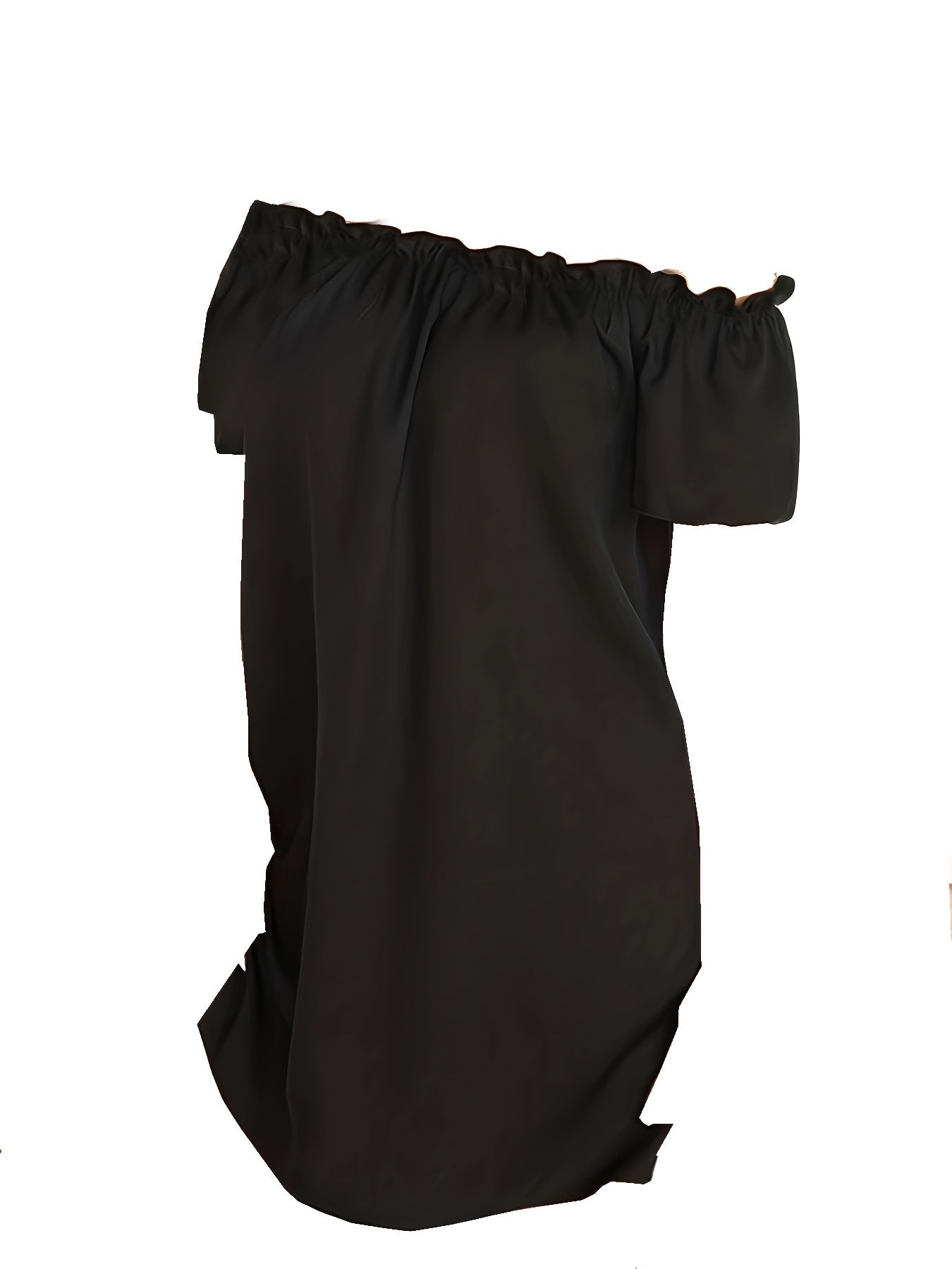 Off Shoulder Ruffle Trim Dress Casual Short Sleeve Loose Dress