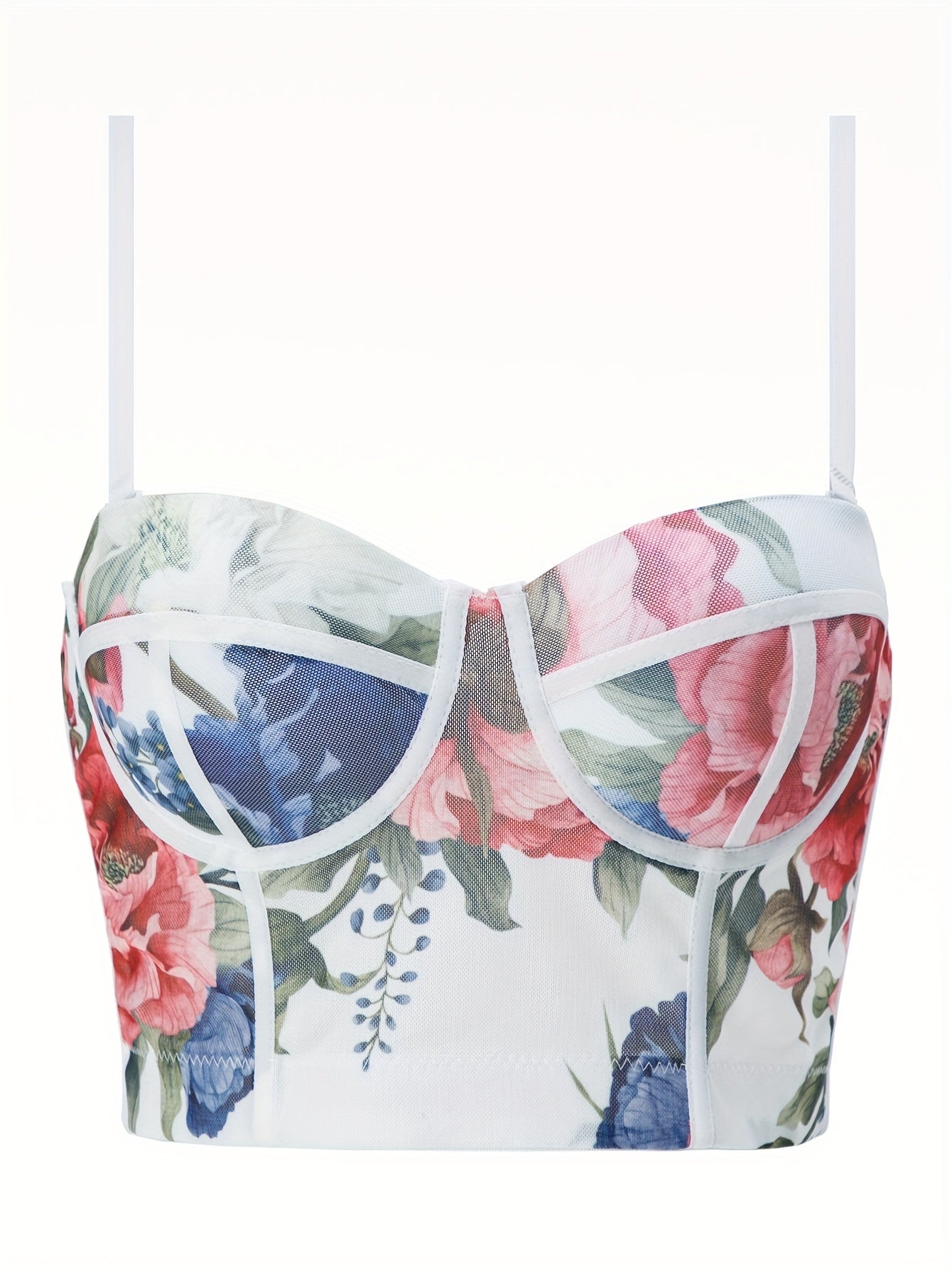 Floral Print Cami Corset Bustier Push Up Tummy Control Slimmer Body Shaper