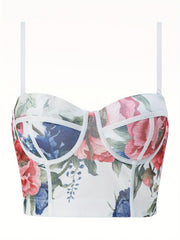 Floral Print Cami Corset Bustier Push Up Tummy Control Slimmer Body Shaper
