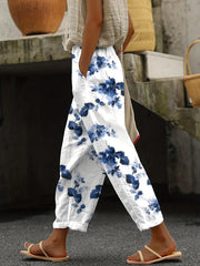 Floral Print Casual Pants with Pocket