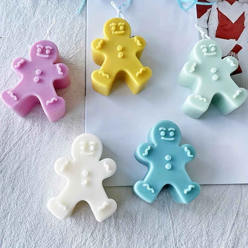 6pcs DIY Snowman Face Candle Silicone Molds Gingerbread Man Candle Aroma Soap