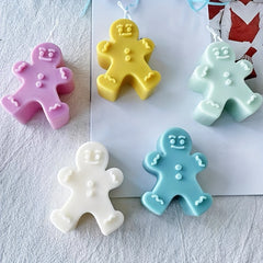 6pcs DIY Snowman Face Candle Silicone Molds Gingerbread Man Candle Aroma Soap