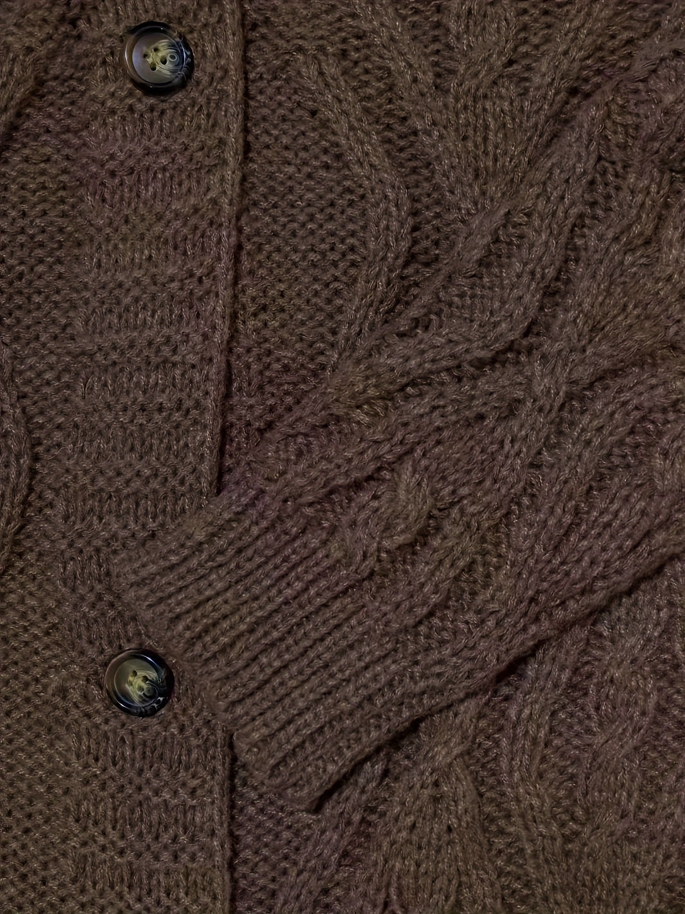Solid Cable Button Long Cardigan