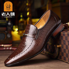 LAORENTOU Men's Crocodile Embossed Leather Dress Shoes