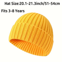 Kids' Windproof Wool Knit Beanie Hat with Ear Protection