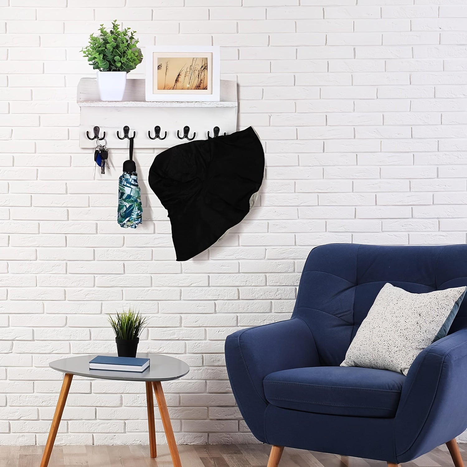 Rustic Coat Rack Shelf Wall Mounted Wood Entryway Coat Hat Hanger