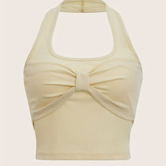 Sexy Twist Front Halter Neck Top Sleeveless Slim Top