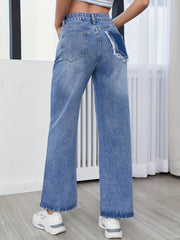 High Waist Straight Jeans High Rise Wide Legs Denim Pants