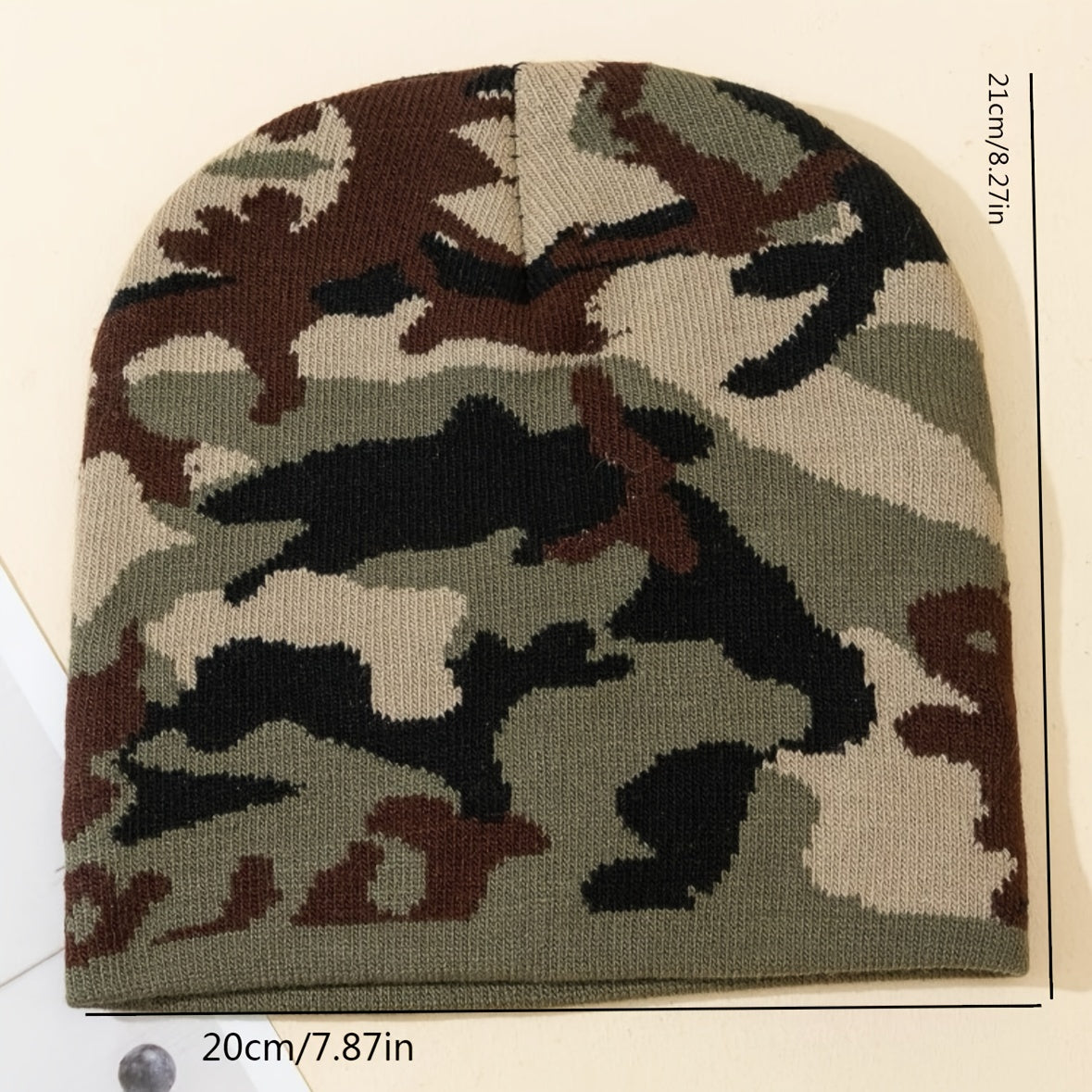 Y2K Gothic Camouflage Jacquard Wool Acrylic Knitted Hat Women Beanie