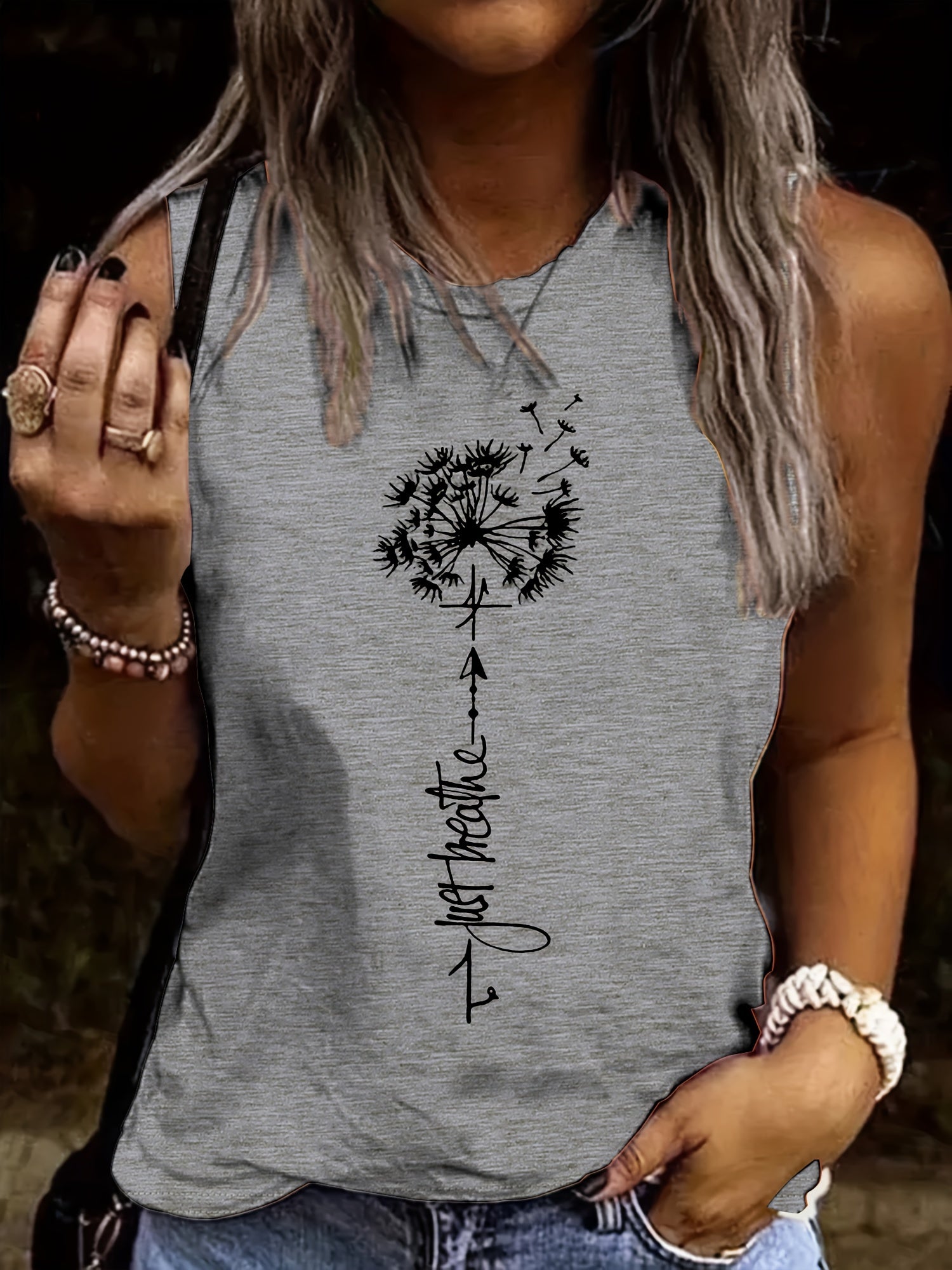 Dandelion Print Tank Top Women's Sleeveless Summer Tank Top