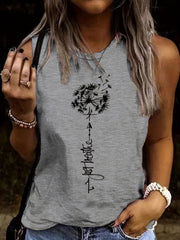 Dandelion Print Tank Top Women's Sleeveless Summer Tank Top
