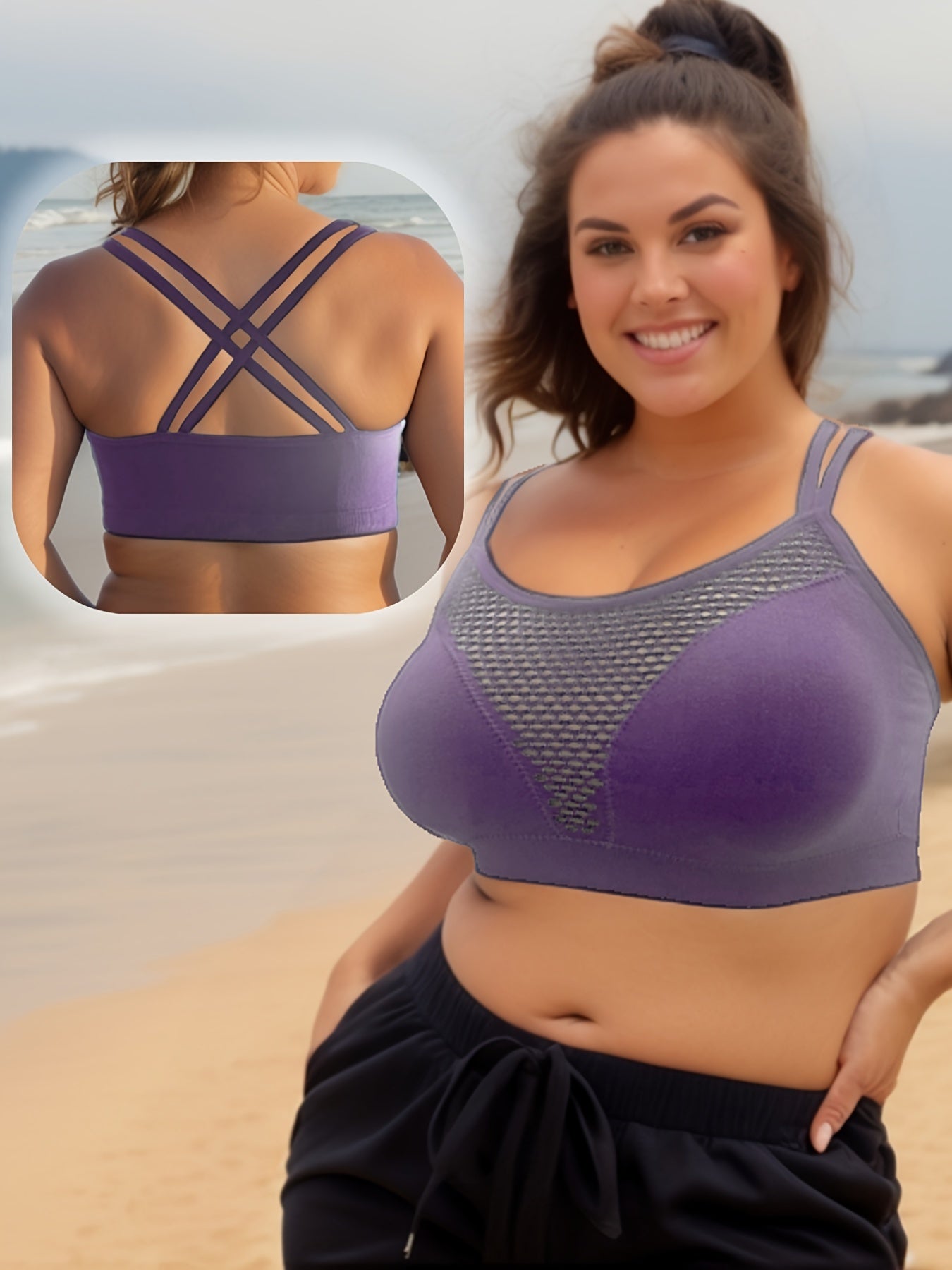 Sports Bra Solid Breathable Criss Cross Fitness Bra