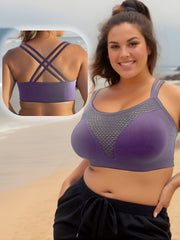 Sports Bra Solid Breathable Criss Cross Fitness Bra