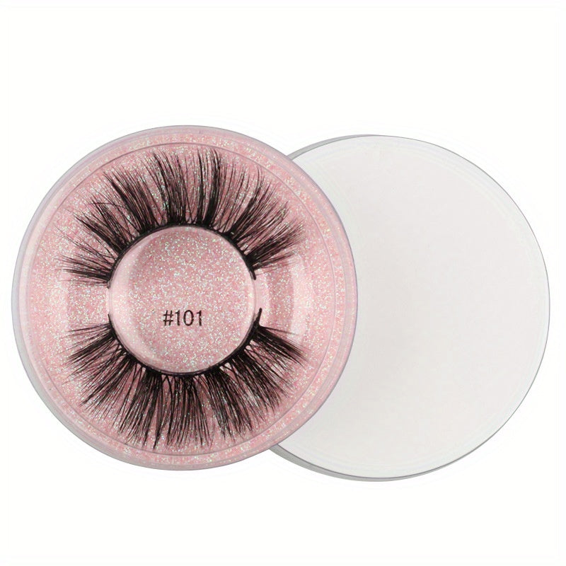 Fluffy Wispy False Eyelash with Pink Glitter Case