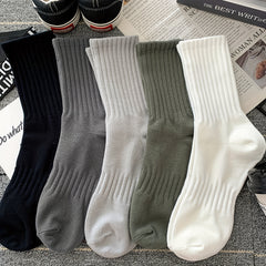Men's Sports Socks 5 Pairs Mid calf Basketball Outdoor Activities All Seasons