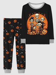 Skeleton Pattern Kid's Pajamas Halloween Style PJ Set