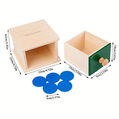 Montessori Wooden Coin Ball Drawer Box Baby Educational Toy
