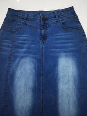 Women's Plus Solid Button Fly High Rise Denim Skirt