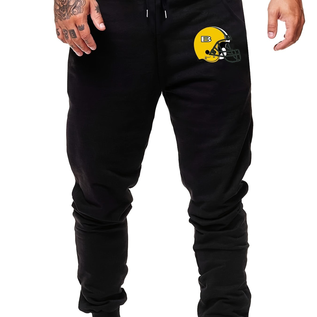Men's Foot Bowl Cartoon Print Sweatpants with Pockets