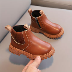 Girls' Lightweight Non-slip Zipper Boots for Spring and Autumn