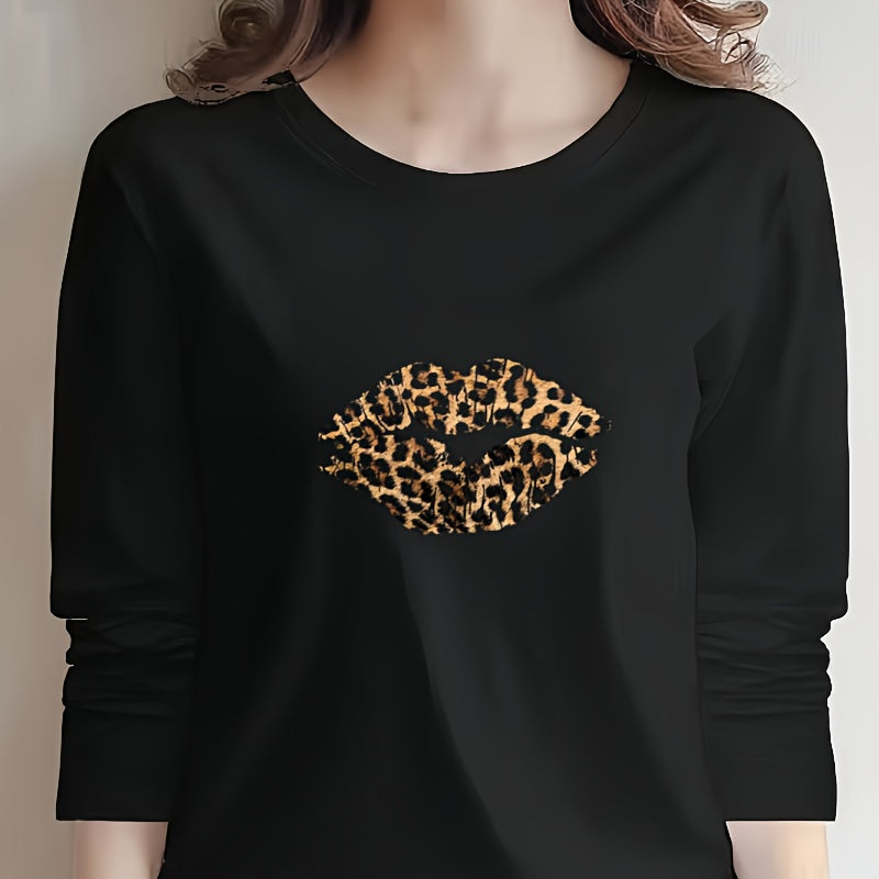 Leopard Print Lips Iron On Transfer Sticker for DIY Clothing