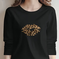 Leopard Print Lips Iron On Transfer Sticker for DIY Clothing
