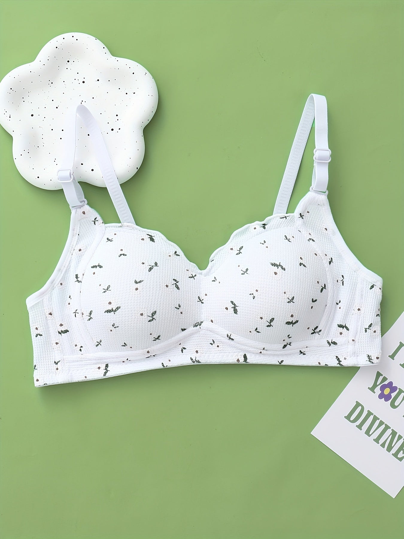 2pcs Floral Print Adjustable Strap Teen Bras