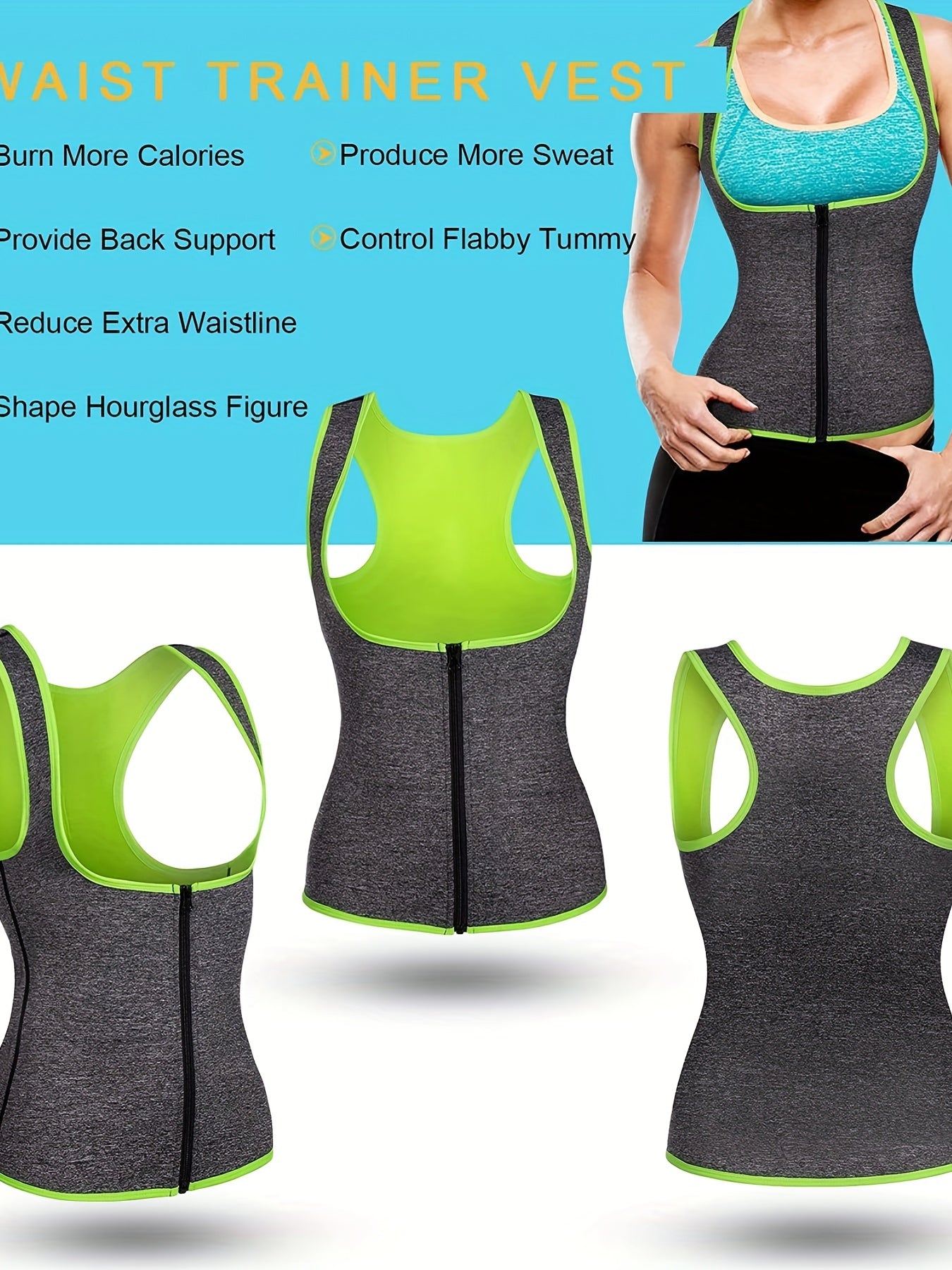 Gray Green Sauna Sweat Vest Women's Activewear