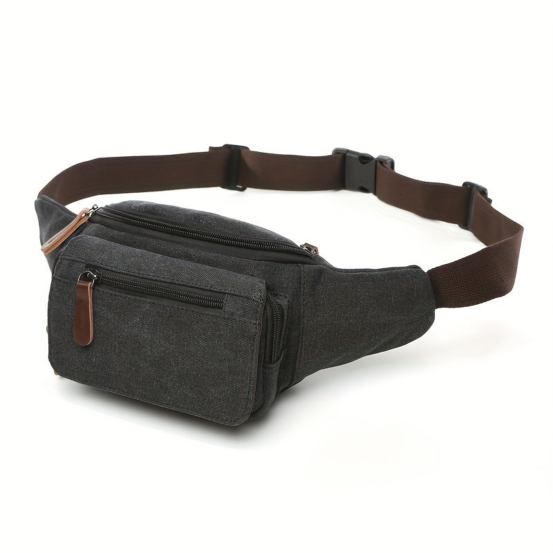 Waterproof Canvas Waist Bag Men's Casual Outdoor Storage Bag