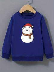 Snowman Pattern Smart Sweatshirt For Girls Party Casual Round Neck Top