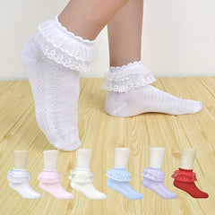 Girls Lace Patchwork Sweet Princess Socks 6 Pairs