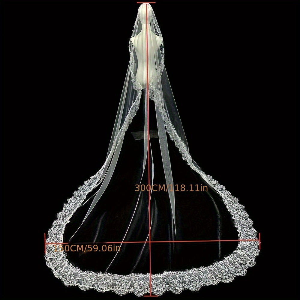 Floral Lace Wedding Veil Trail Bridal Accessory