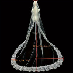 Floral Lace Wedding Veil Trail Bridal Accessory